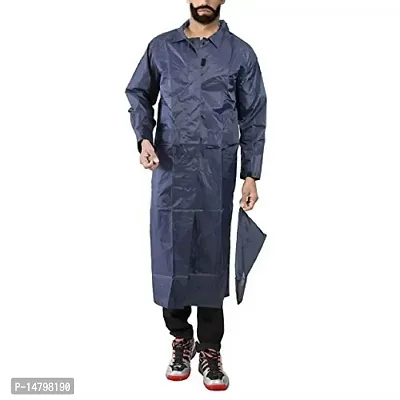 Neekshaa Men's Solid Rain Coat/Overcoat with Hoods and Side Pockets, 100% Waterproof Raincoat for Men