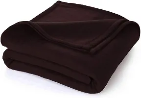 Neekshaa All Season Multipurpose Plain Polar Fleece Single Bed Light Weight Blanket, Color- Brown (228 x 152 cm)-thumb1
