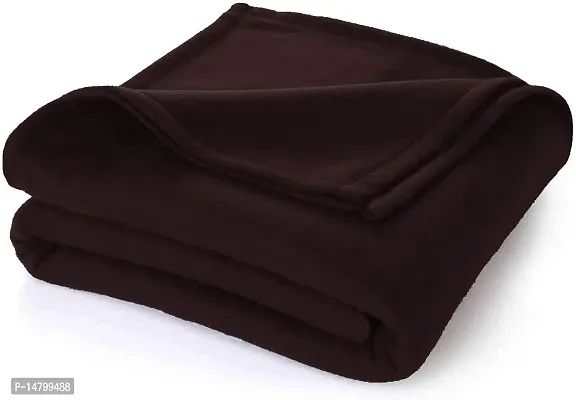 Neekshaa All Season Multipurpose Plain Polar Fleece Single Bed Light Weight Blanket, Color- Brown (228 x 152 cm)-thumb2