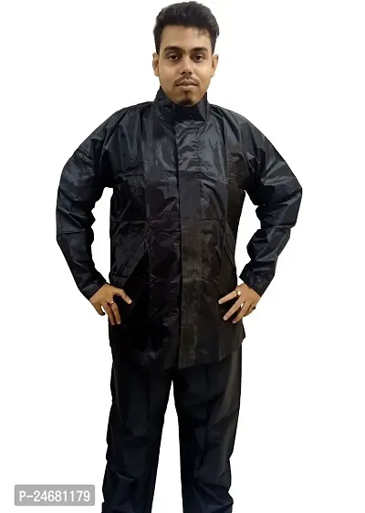 Neekshaa Men  Women Raincoat, Rainwear, Barsaati, Overcoat with Hood, Side Pockets 100% Waterproof Portable Rain Suit Size-XXL (Blue)-thumb0