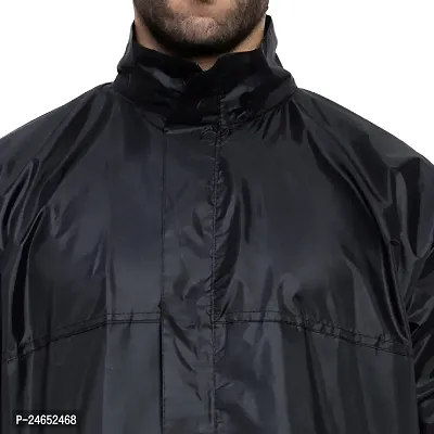 Neekshaa Raincoat for Men Waterproof Raincoat with Hood Raincoat for Men Bike Rain Suit Rain Jacket Suit with Storage Bag Size-Free (Black)-thumb4