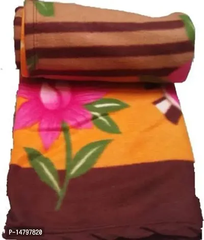 Neekshaa Single Bed Floral Printed Fleece Ac Blanket_Size - 60*90 inch, Color-Brown-thumb0