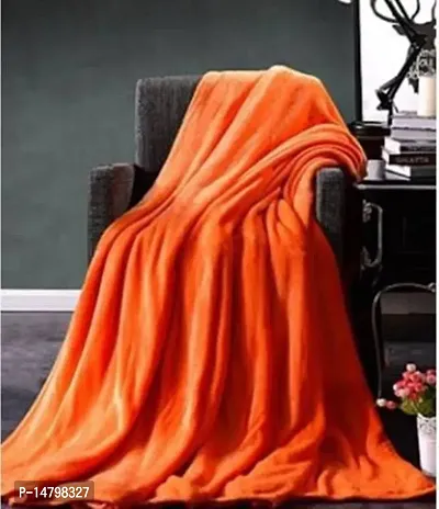 Neeshaa? All Season Solid/Plain Light Weight Polar Fleece Single Bed Blanket (152 x 228 cm, Orange)-thumb4