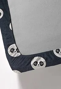Neekshaa Kids Printed Elastic Fitted Glace Cotton Double Bedsheet with Two Pillow Covers_Size-72x78+8 inches (Panda Design)-thumb3
