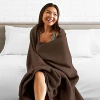 Neekshaa All Season Multipurpose Plain Polar Fleece Single Bed Light Weight Blanket, Color- Brown (228 x 152 cm)-thumb3
