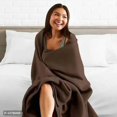 Neekshaa All Season Multipurpose Plain Polar Fleece Single Bed Light Weight Blanket, Color- Brown (228 x 152 cm)-thumb4