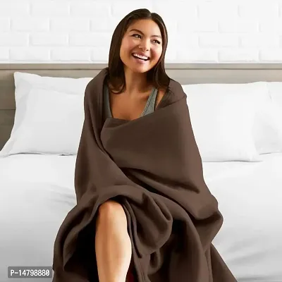Neeshaa? Plain Polar Single Bed AC Fleece Blanket/Bedsheet (Size:- 228 x 152 cm, Brown)-thumb4