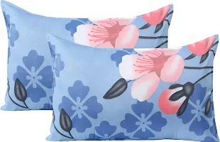 Neekshaa 200 TC Cotton Double Bed Printed Bedsheet with Two Pillow Covers_Size-90*90 inch (Blue Flower Design)-thumb1