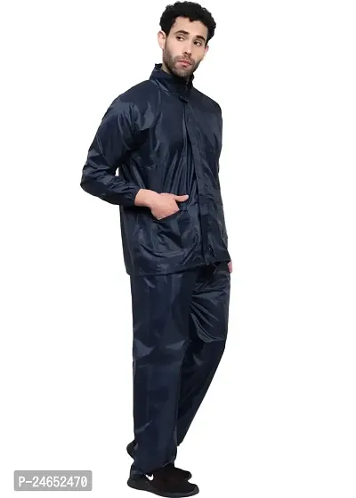 Neekshaa Raincoat for Men Waterproof Raincoat with Hood Raincoat for Men Bike Rain Suit Rain Jacket Suit with Storage Bag Size-M (Blue)-thumb5