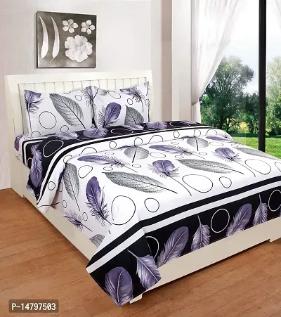 Neekshaa 3D Polycotton Double Bed bedsheet with Two Pillow Cover_Size-90 * 90 inch (White Pank Design)