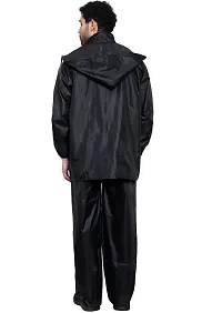 Neekshaa Raincoat for Men Waterproof Raincoat with Hood Raincoat for Men Bike Rain Suit Rain Jacket Suit with Storage Bag Size-Free (Black)-thumb1
