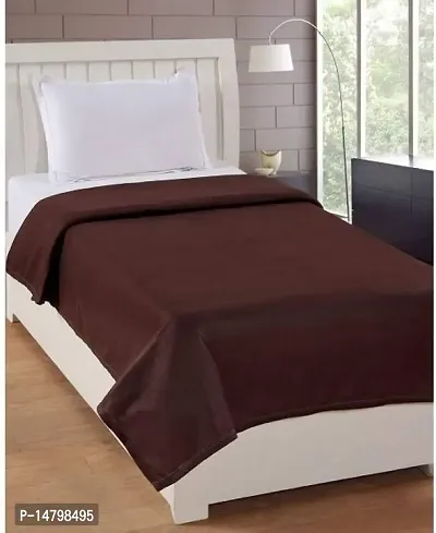 Neekshaa Soft  Warm Single Bed Plain Polar Fleece Blanket, Size- 60*90 inch (Colour: Brown)-thumb0