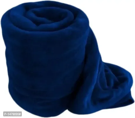 Neeshaa? Plain Polar Fleece Single Bed Blanket Warm Soft  Comfortable for Winter / AC Room / Hotel / Donation / Travelling_Size - 60*90 inch, Color-Blue