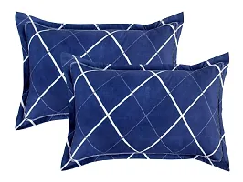 Neekshaa Glace Cotton Elastic Fitted Double Printed Bedsheet with Two Pillow Covers_Size-72x78+8 inches (Dark Blue Design)-thumb2