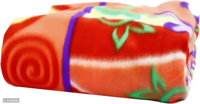 Neekshaa? Single Bed Floral Printed Polar/Fleece Blanket_Size - 60*90 inch, Color-Orange-thumb0