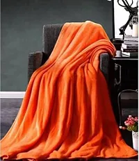 Neeshaa? Plain Polar Single Bed AC Fleece Blanket/Bedsheet (Size:- 228 x 152 cm, Orange)-thumb3