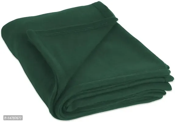 Neekshaa All Season Plain/Solid Light Weight Polar Fleece Single Bed Blanket (152 x 228 cm, Green)-thumb0