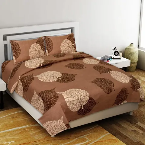 Neekshaa 230 TC Cotton Double Bed Printed Bedsheet with Two Pillow Covers_Size-90*90 inch