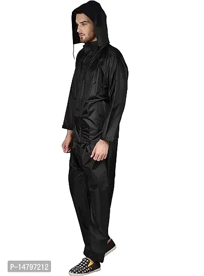 Neekshaa Water Resistant Semi-Nylon Rain Coat with Pant, Black  Blue-thumb3