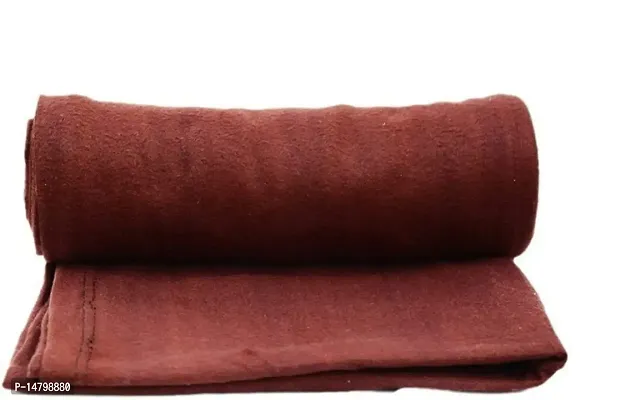Neeshaa? Plain Polar Single Bed AC Fleece Blanket/Bedsheet (Size:- 228 x 152 cm, Brown)-thumb0