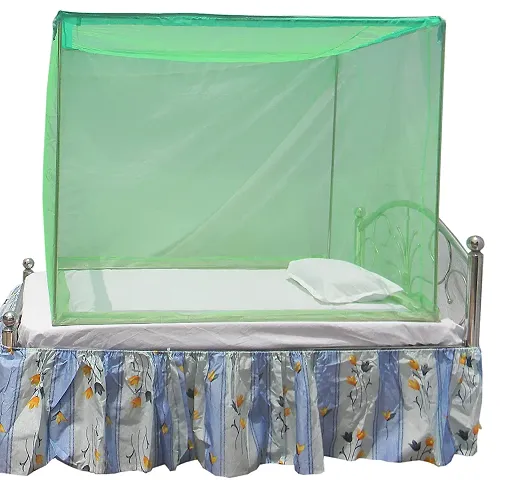 Fashion Sutra Poly Cotton Soft Mosquito Net for Singal Bed|Size- 3 x 6,Colour-Green