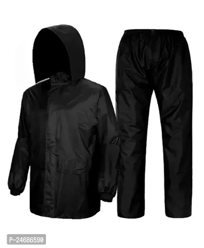 Neekshaa Lightweight Waterproof Raincoat Set of Top  Bottom for Men with hood Size- XXL (Black)-thumb0