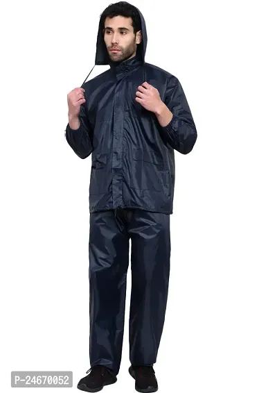 Neekshaa Raincoat for Men Waterproof Raincoat with Hood Raincoat for Men Bike Rain Suit Rain Jacket Suit with Storage Bag Size-Free (Blue)-thumb3