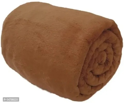 Neeshaa? Fleece Polar Single Bed Ac Blanket / Bedsheet for All Season, Color- Brown (228 x 152 cm)-thumb0