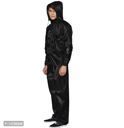 Neekshaa Unisex Rain Suit With Hood and Carry Bag (Raincoat for Women and Men_Black  Blue)-thumb3