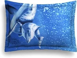 Neekshaa 3D Polycotton Double Bed bedsheet with Two Pillow Cover_Size-88 * 88 inch (Dolphin Design)-thumb2