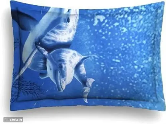 Neekshaa 3D Polycotton Double Bed bedsheet with Two Pillow Cover_Size-88 * 88 inch (Dolphin Design)-thumb3