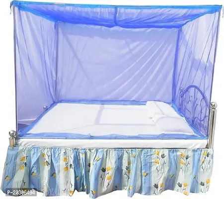 Neekshaa Mosquito Net for Double Bed Nylon Mosquito Net for Baby, Bedroom, Family_Size-6x6 FT_Color-Blue-thumb0