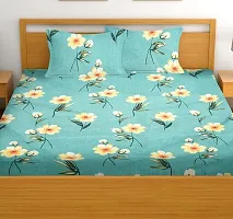 Neekshaa Elastic Fitted Glace Cotton Double Printed Bedsheet with Two Pillow Covers_Size-72x78+8 inches (Flower Design)-thumb1