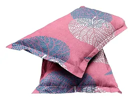 Neekshaa Glace Cotton Elastic Fitted Double Printed Bedsheet with Two Pillow Covers_Size-72x78+8 inches (Pink Leaf Design)-thumb3