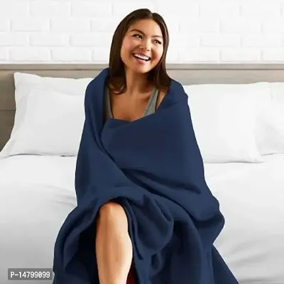 Neeshaa? Soft  Warm Single Bed Plain Polar Fleece Blanket, Size- 60*90 inch (Colour: Blue)-thumb4