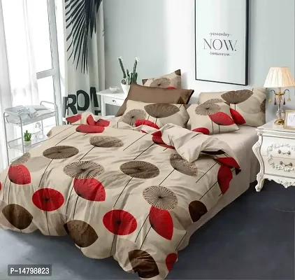 Neekshaa 200 TC Cotton Double Bed Printed Bedsheet with Two Pillow Covers_Size-90*90 inch (Natural Brown Design)-thumb0