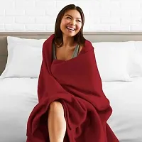 Neeshaa? Plain Polar Single Bed AC Fleece Blanket/Bedsheet (Size:- 228 x 152 cm, Red)-thumb3