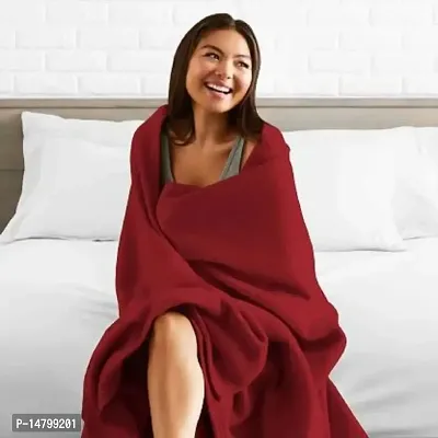 Neeshaa? Plain Polar Single Bed AC Fleece Blanket/Bedsheet (Size:- 228 x 152 cm, Red)-thumb4