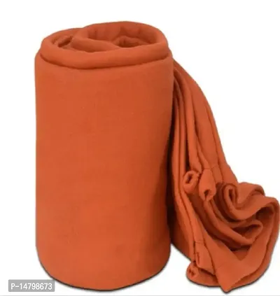 Neeshaa? Plain Polar Fleece Single Bed Blanket Warm Soft  Comfortable for Winter / AC Room / Hotel / Donation / Travelling_Size - 60*90 inch, Color-Orange-thumb0