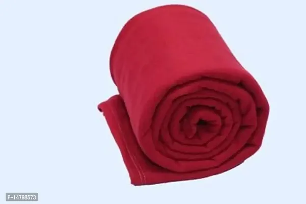 Neeshaa? Fleece Polar Single Bed Ac Blanket / Bedsheet for All Season, Color- Red (228 x 152 cm)-thumb0