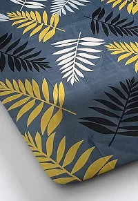 Neekshaa Elastic Fitted Cotton Double Printed Bedsheet with Two Pillow Covers_Size-72x78+8 inches (Grey Leaf Design)-thumb1