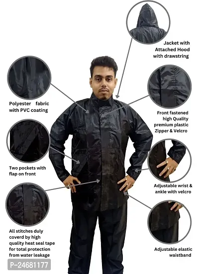 Neekshaa Men  Women Raincoat, Rainwear, Barsaati, Overcoat with Hood, Side Pockets 100% Waterproof Portable Rain Suit Size-XL (Blue)-thumb3