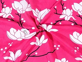Neekshaa 3D Polycotton Double Bed bedsheet with Two Pillow Cover_Size-88 * 88 inch (Pink Flower Design)-thumb2