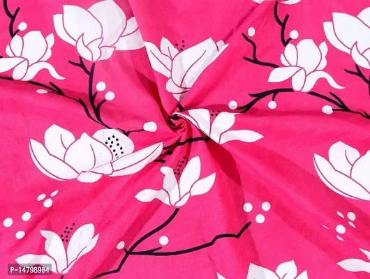 Neekshaa 3D Polycotton Double Bed bedsheet with Two Pillow Cover_Size-88 * 88 inch (Pink Flower Design)-thumb3
