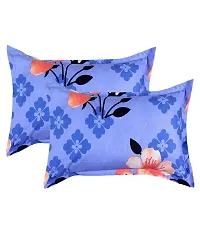 Neekshaa Elastic Fitted Cotton Double Printed Bedsheet with Two Pillow Covers_Size-72x78+8 inches (Blue Flower Design)-thumb2