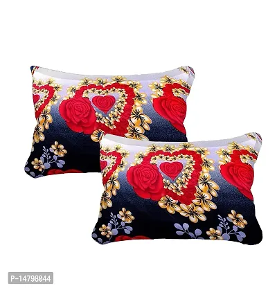 Neekshaa 3D Polycotton Double Bed bedsheet with Two Pillow Cover_Size-90 * 90 inch (Valentine Design)-thumb5