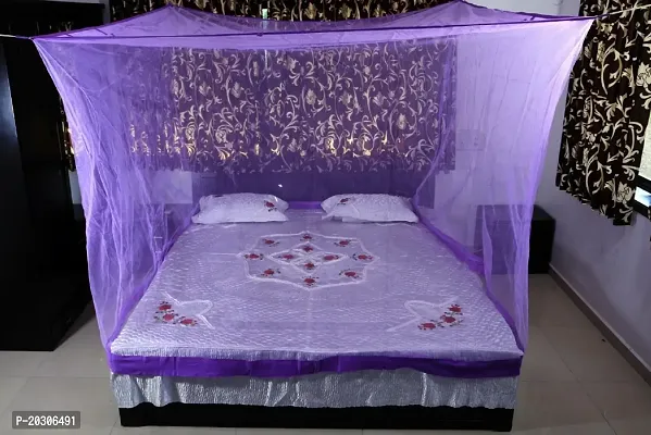 Neekshaa Mosquito Net for Double Bed Nylon Mosquito Net for Baby, Bedroom | Family_Size-6x6 FT_Color-Purple-thumb0