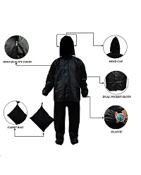 Neekshaa Lightweight Waterproof Raincoat Set of Top  Bottom for Men with hood Size- XXL (Black)-thumb2