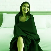 Neeshaa? Plain Polar Single Bed AC Fleece Blanket/Bedsheet (Size:- 228 x 152 cm, Green)-thumb3