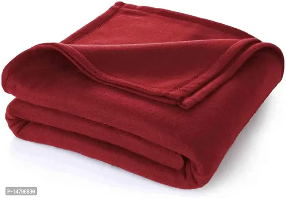 Neekshaa Single Bed Light Weight Polar Fleece Blanket||Warm Bedsheet for Light Winters,Summer/AC Blankets for Home- Red (60*90 inches)-thumb0